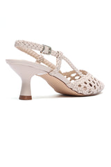 WOVEN LATTICE SLINGBACK HEEL-NUDE