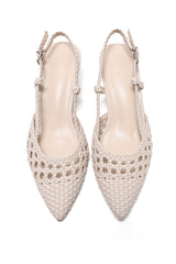 WOVEN LATTICE SLINGBACK HEEL-NUDE