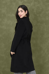 WOOL-BLEND TRENCH COAT-BLACK