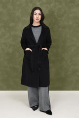 WOOL-BLEND TRENCH COAT-BLACK