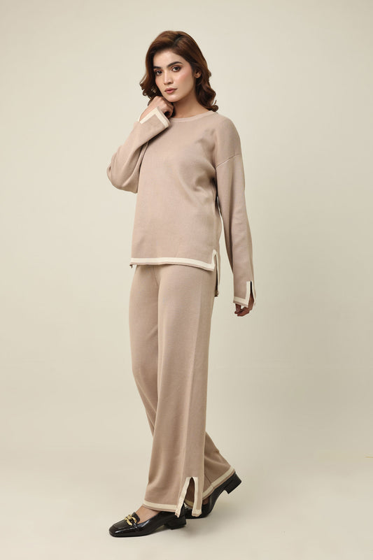 COZY KNIT CO-ORD SET-TAUPE