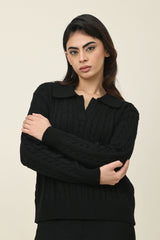 CREST LOUNGE CO ORD SET-BLACK