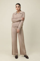 CREST LOUNGE CO ORD SET-KHAKI