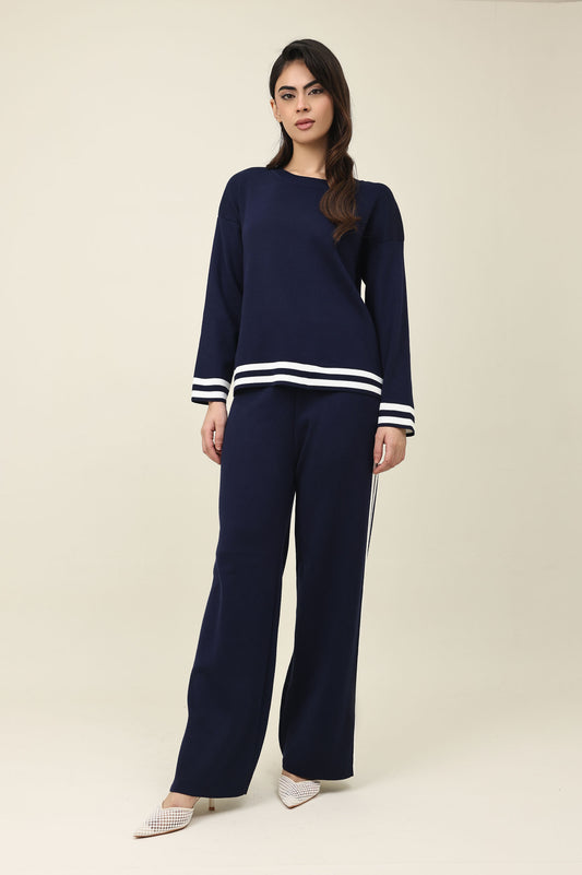 DIAGONAL HAZE CO-ORD-NAVY