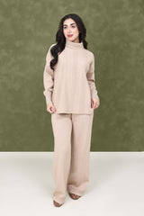 TURTLENECK KNITWEAR ENSEMBLE-BEIGE