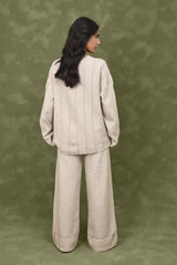 STRETCH STRIPE CO-ORD SET-BEIGE