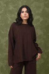 STRETCH STRIPE CO-ORD SET-COFFEE