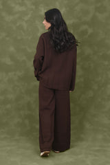 STRETCH STRIPE CO-ORD SET-COFFEE