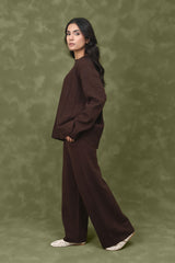 STRETCH STRIPE CO-ORD SET-COFFEE