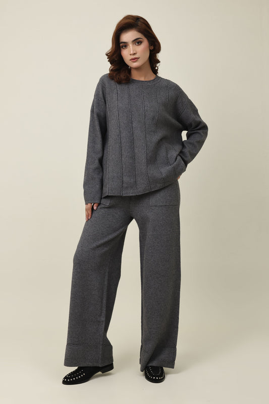 STRETCH STRIPE CO-ORD SET-GREY