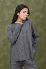 STRETCH STRIPE CO-ORD SET-GREY