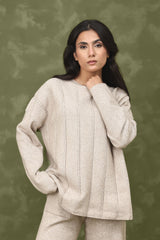 STRETCH STRIPE CO-ORD SET-BEIGE