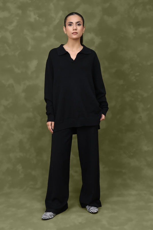 RELAX SCULPTED CO-ORD SET-BLACK