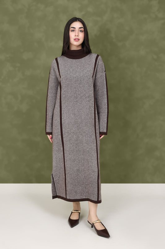 MODESTY LONG SWEATER-COFFEE