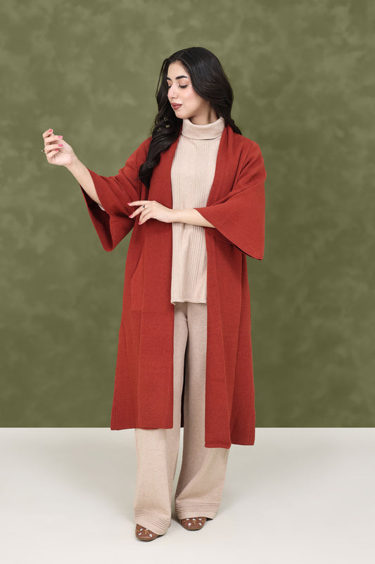 RUST CLOUD LONG SWEATER-BRICK/RED