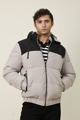 ALPINE BLOCK PUFFER JACKET-BEIGE/BLACK