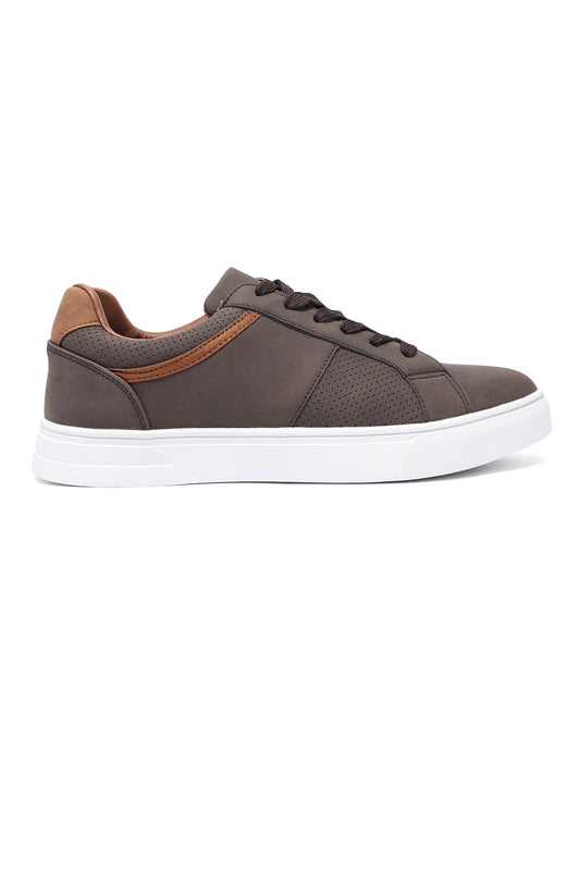 CASUAL LACE-UP SNEAKERS-COFFEE
