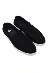 CLASSIC SUEDE SLIP-ON LOAFERS-BLACK