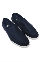 CLASSIC SUEDE SLIP-ON LOAFERS-NAVY