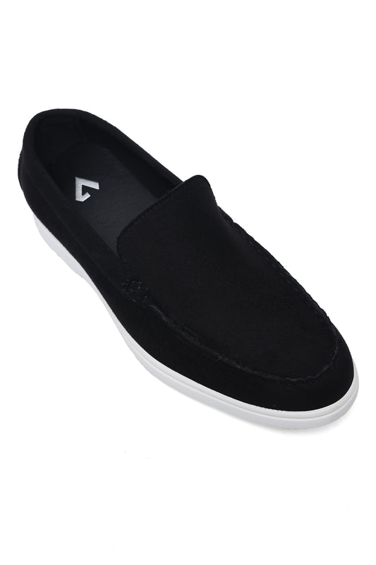 CLASSIC SUEDE SLIP-ON LOAFERS-BLACK