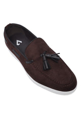 CLASSIC SUEDE SLIP-ON LOAFERS-COFFEE