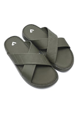 EVERYDAY CROSSOVER STRAP SLIDES-OLIVE