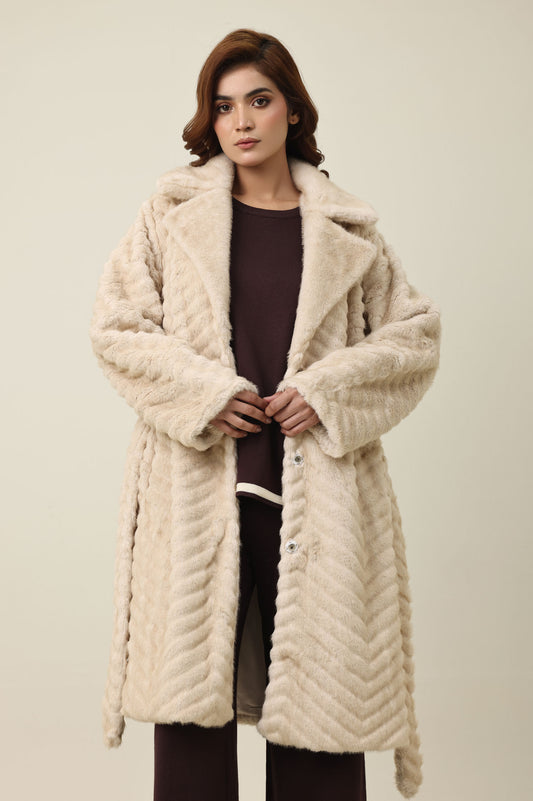 FUR EMBRACE COAT-BEIGE