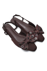 ELEGANT JEWEL BOW FLATS-COFFEE