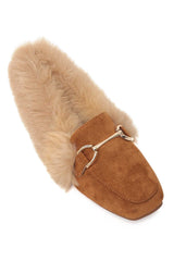 FAUX FUR LINED LOAFERS-CAMEL