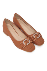LUXE BUCKLE COURT SHOE-BROWN
