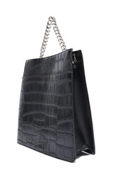 CROCODILE CHAIN TOTE - BLACK
