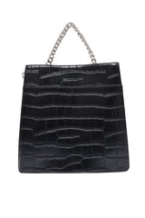 CROCODILE CHAIN TOTE - BLACK
