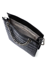 CROCODILE CHAIN TOTE - BLACK