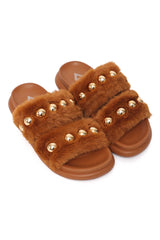 FLUFFCORE FUR SLIDE-BROWN
