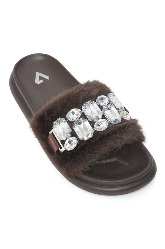 CUSHIONED GEM WALK SLIDE-COFFEE