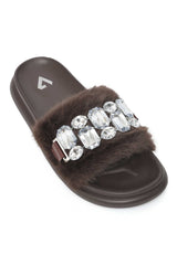 CUSHIONED GEM WALK SLIDE-COFFEE
