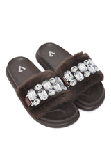 CUSHIONED GEM WALK SLIDE-COFFEE