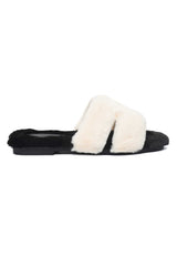 SERENE X-SHAPE FUR SLIDE-BLACK/WHITE