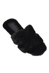 SERENE X-SHAPE FUR SLIDE-BLACK