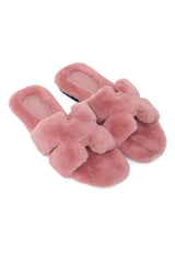 SERENE X-SHAPE FUR SLIDE-PINK