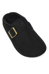 COZY BUCKLE MULE-BLACK