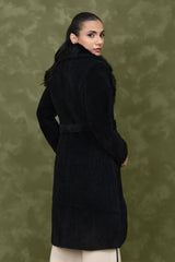ELEGANT PLUSH COLLAR COAT-BLACK