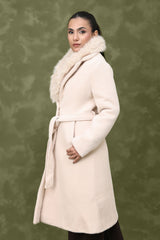 ELEGANT PLUSH COLLAR COAT-BEIGE