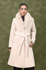 ELEGANT PLUSH COLLAR COAT-BEIGE
