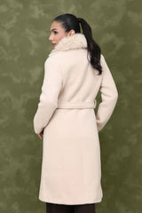 ELEGANT PLUSH COLLAR COAT-BEIGE