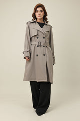BELTED D-RING COAT-KHAKI