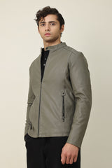 ARMOUR MANDARIN ZIP-UP JACKET-GREY