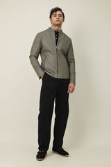 ARMOUR MANDARIN ZIP-UP JACKET-GREY