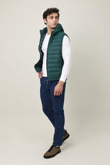 QUILTED CORD VEST JACKET-DK/GREEN