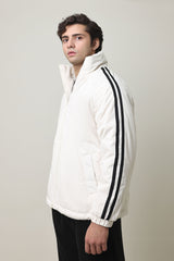 STRIPE EDGE PUFFER JACKET-WHITE
